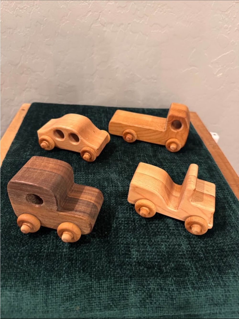 Handcrafted Wooden Toy Car Set - Natural Wood Colors